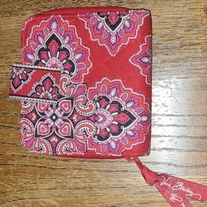 VERA BRADLEY BILLFOLD, red with pink & black excellent condition